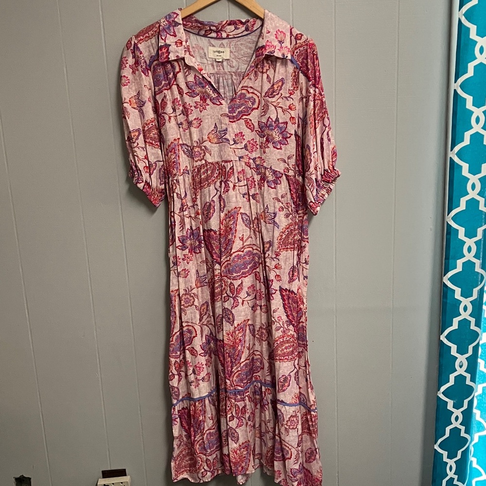 NWOT Umgee Pink and Purple Floral Long Floral Dress Size 1XL New Without Tags
